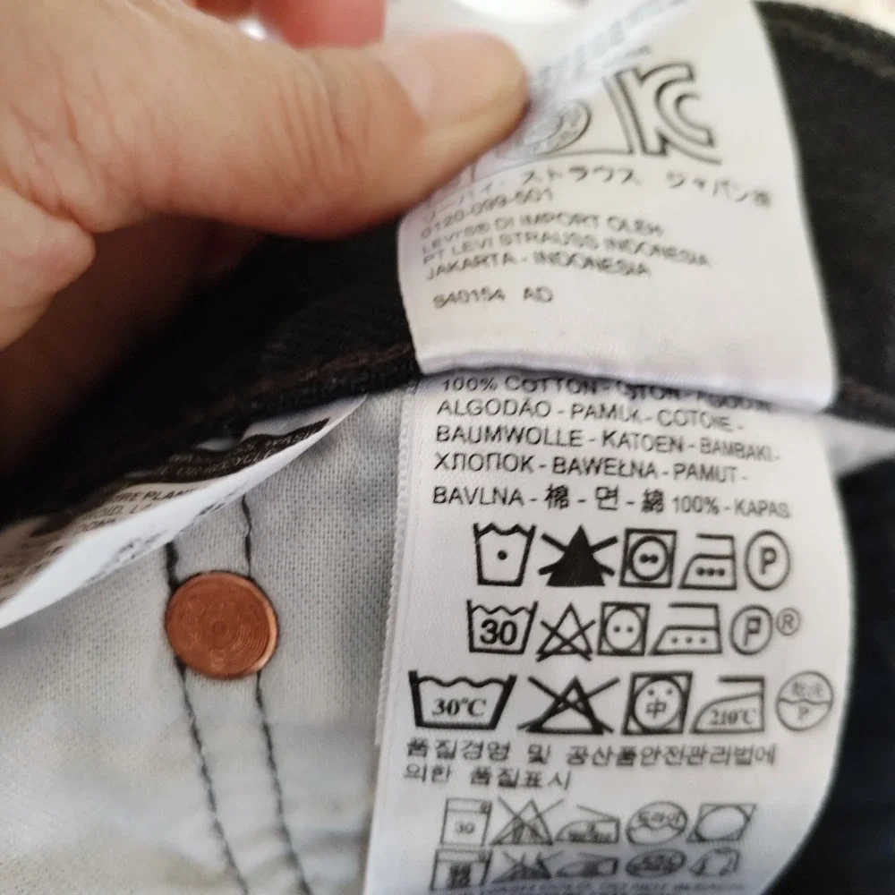 Levis 501 Jeans Mens 38x32 (Fits 38x30) Denim Straight Button Fly Black Charcoal